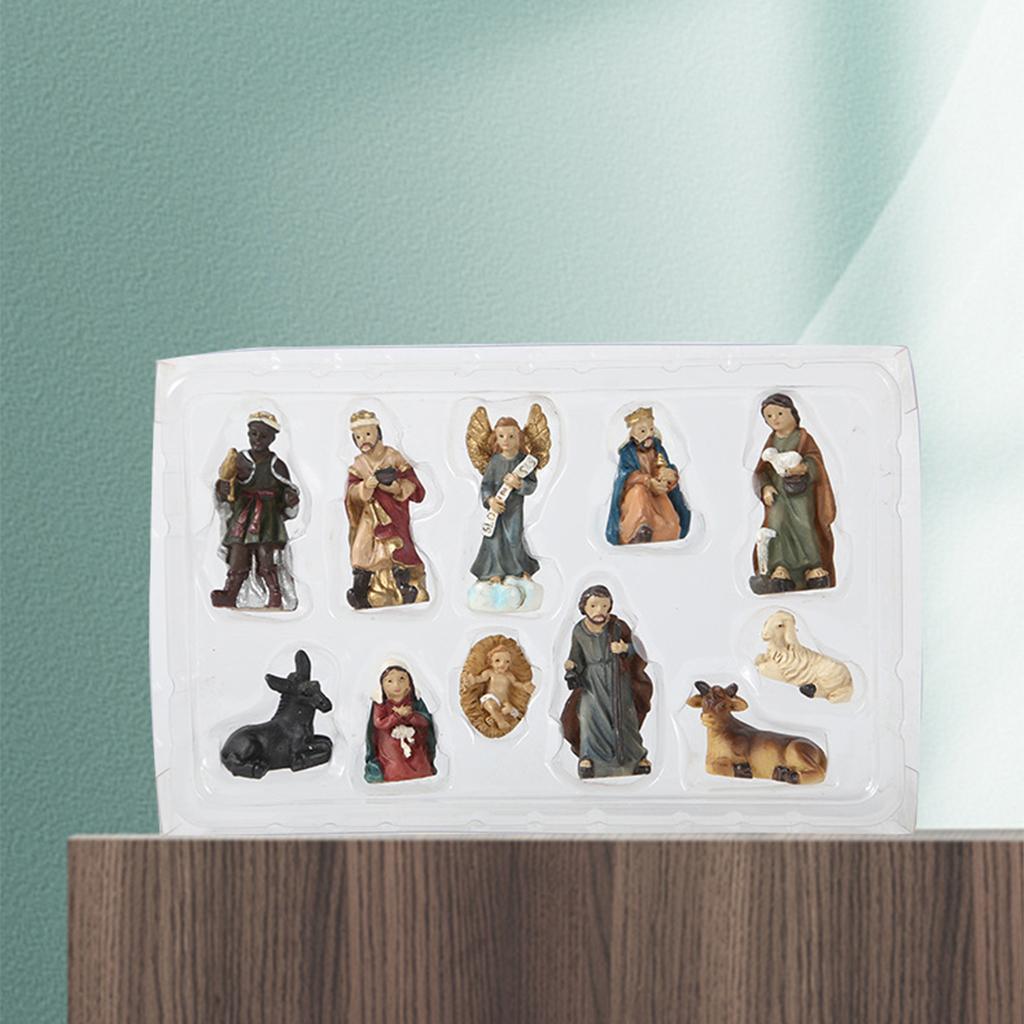 Статуэтка Христа, набор сцен Рождества, ясли для младенца Иисуса, фигурки из смолы, миниатюры, религиозные украшения, церковный подарок