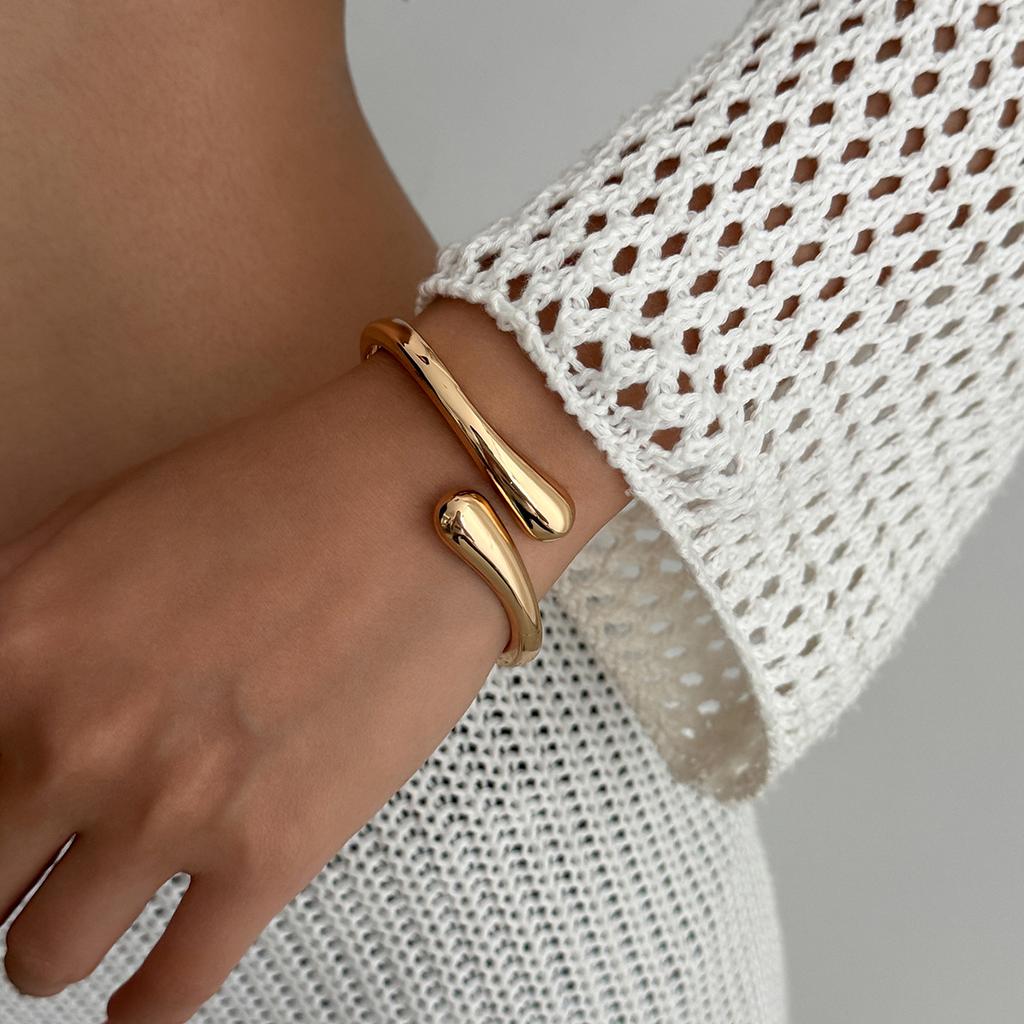 Аксессуары, преувеличенно большие капли воды, металлический глянцевый зеркальный браслет с обнимающим открытием, браслет в холодном стиле ins