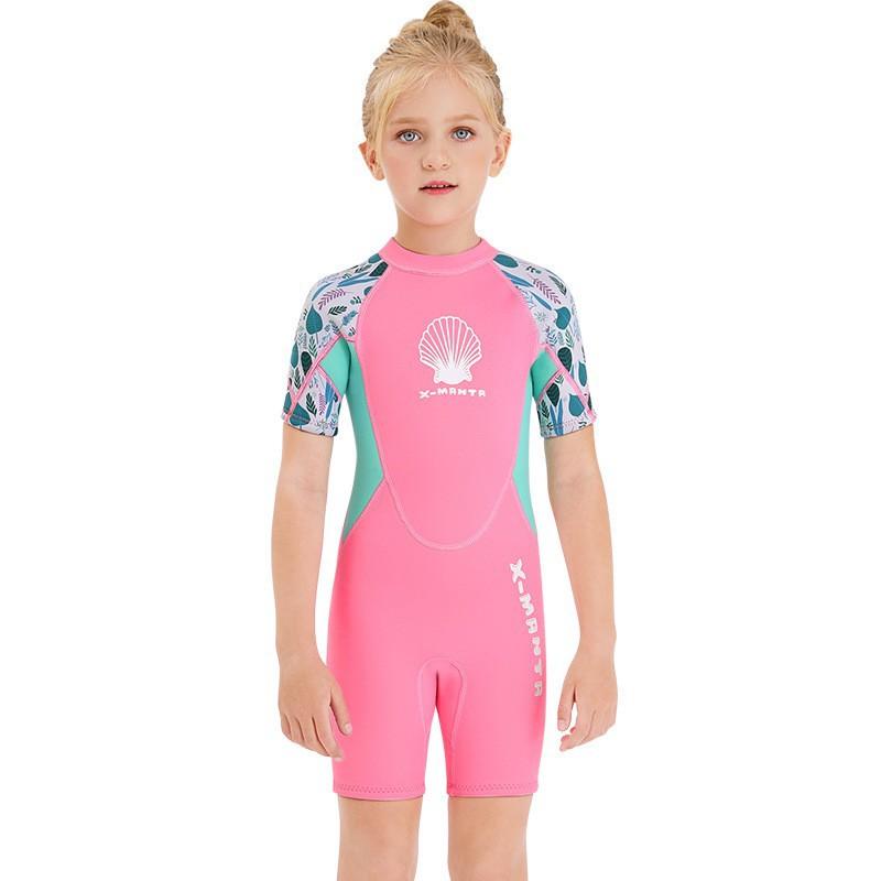 2.5mm Neoprene Kids Wetsuit Swimming Diving Snorkeling Surfing Jellyfish Protection Short Sleeve Girls Winter Use