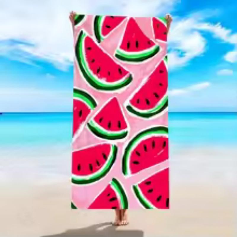 Pink Background Watercolor Watermelon Slice Print Quick Dry Beach Towel Microfiber Kids Summer Pool Towel