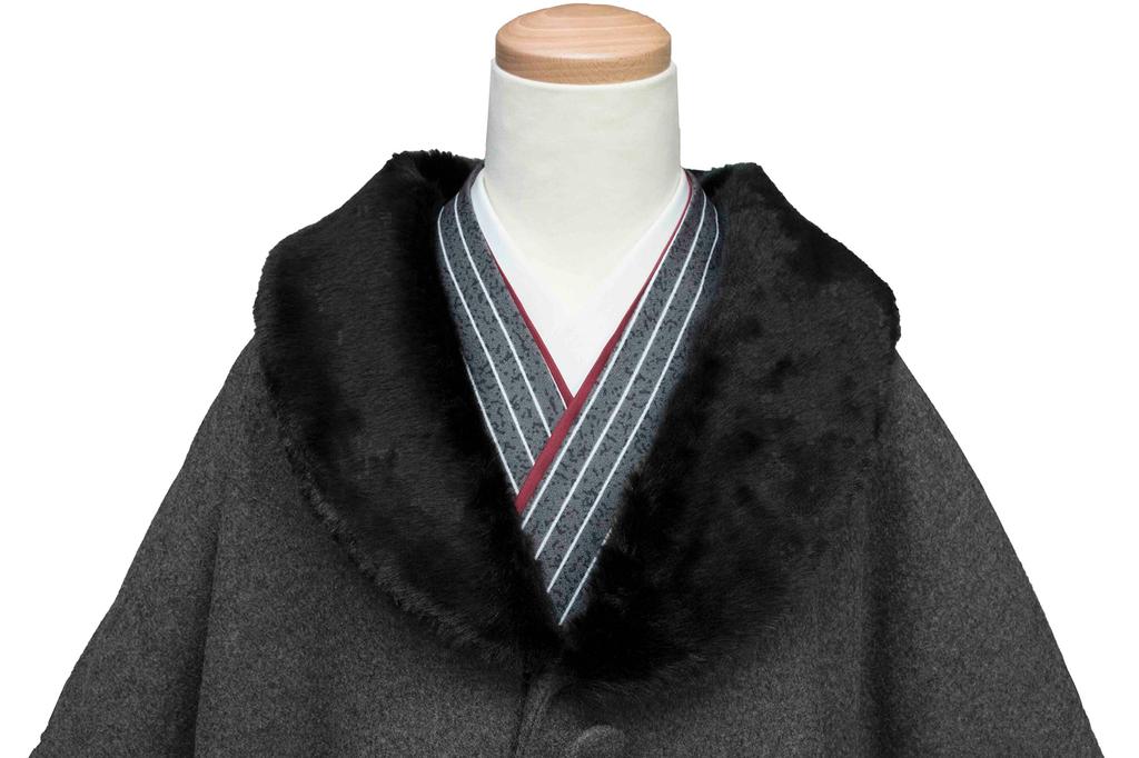 Japanese Style Loofah Wool Blend New [KYOETSU] Coat, Cape, Poncho, Collar, 21, Material, Women's (M, Gray)