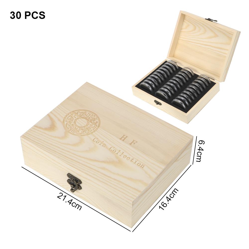 With Adjustment Pad Coins Storage Box Adjustable Antioxidative Wooden Commemorative Coin Collection Case