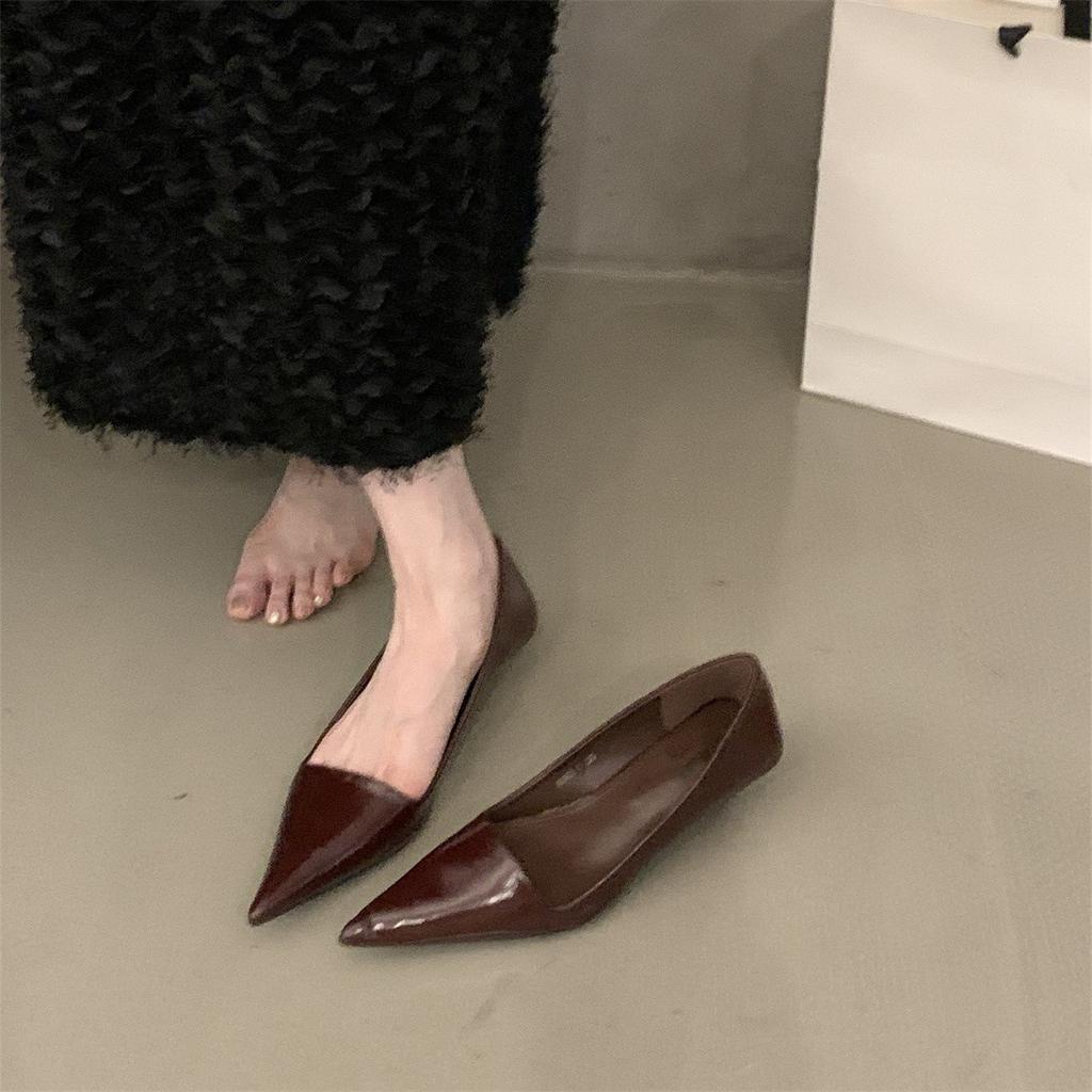 Французский каблук-рюмочка, заостренный, красные, одинарные туфли, женская обувь 2025 года, весна-осень, темперамент, черные туфли на шпильке, высокие каблуки для пригородных поездок