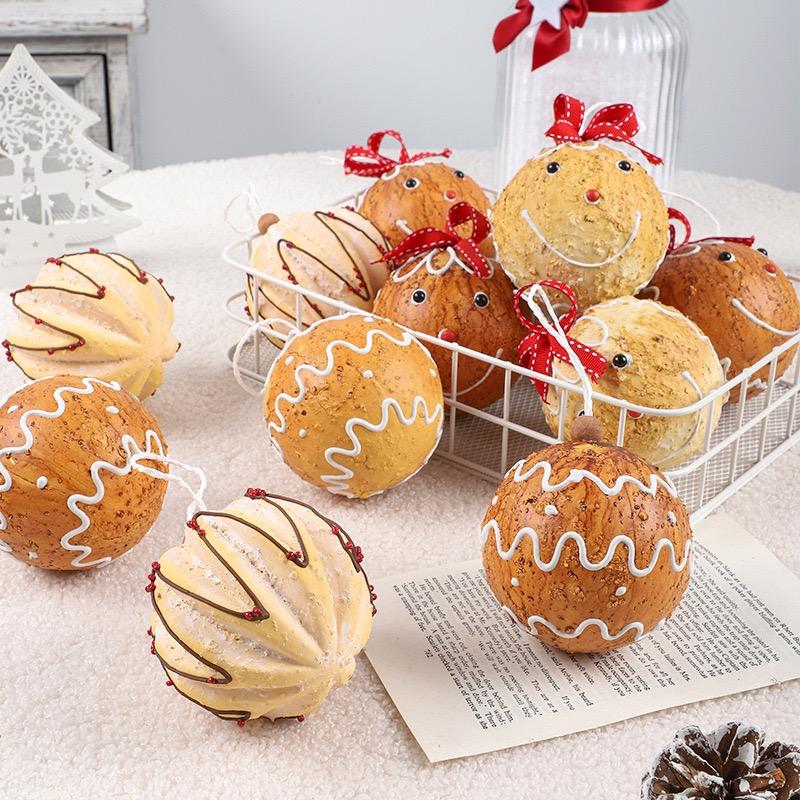 Set of 6 Warm Brown Cookie Christmas Ball Tree Hanging Ornaments Retro 8cm Foam Balls for Tree Decor New Year Winter 2026