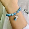 XinChi Ethnic Style Natural Stone Butterfly Pendant Bracelet Fashion Bracelet Light Luxury Elastic Bracelet For Girls Women Jewelry Accessories