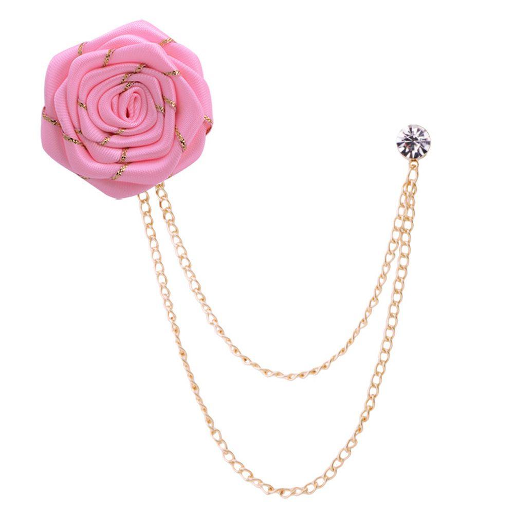 Fashion New Tassel Ribbon Flower Fabric Rose Men Brooch Suit Brooches Lapel Pin Pin
