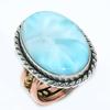 Натуральный Ларимар Драгоценный Камень 925 Стерлинговое Серебро Тон в Тон Подарочное Кольцо Р.6 T3g94