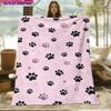 1pc of Blanket Paw Print On Pink Background Winter Flannel Blanket Soft High-definition Digital Print Modern Style Small Nap Throw