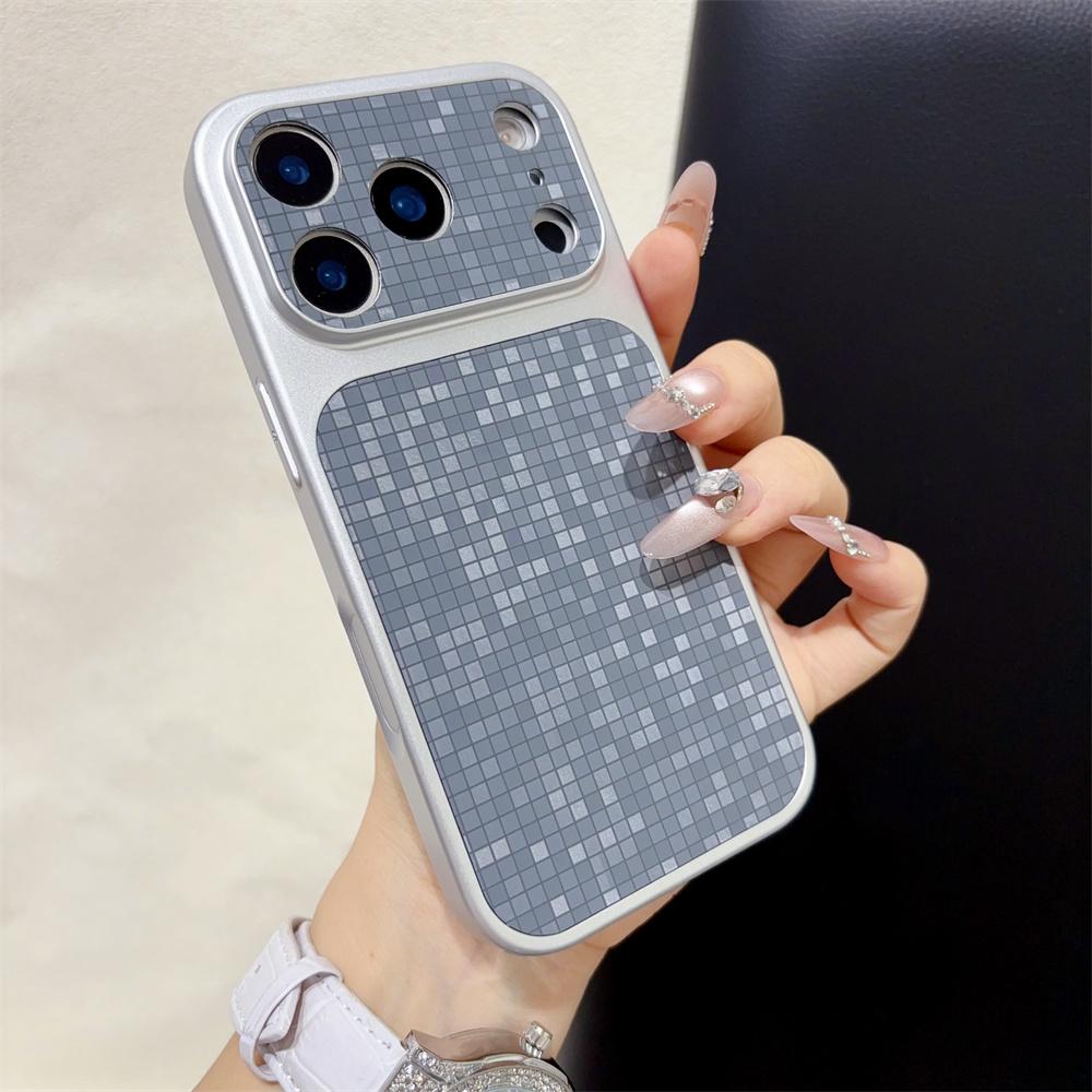 Роскошный Чехол для Телефона с Текстурой Мозаичной Сетки Для Apple iPhone 17 16 15 14 13 Pro Max Защита Объектива Камеры Ударопрочный PC Чехол