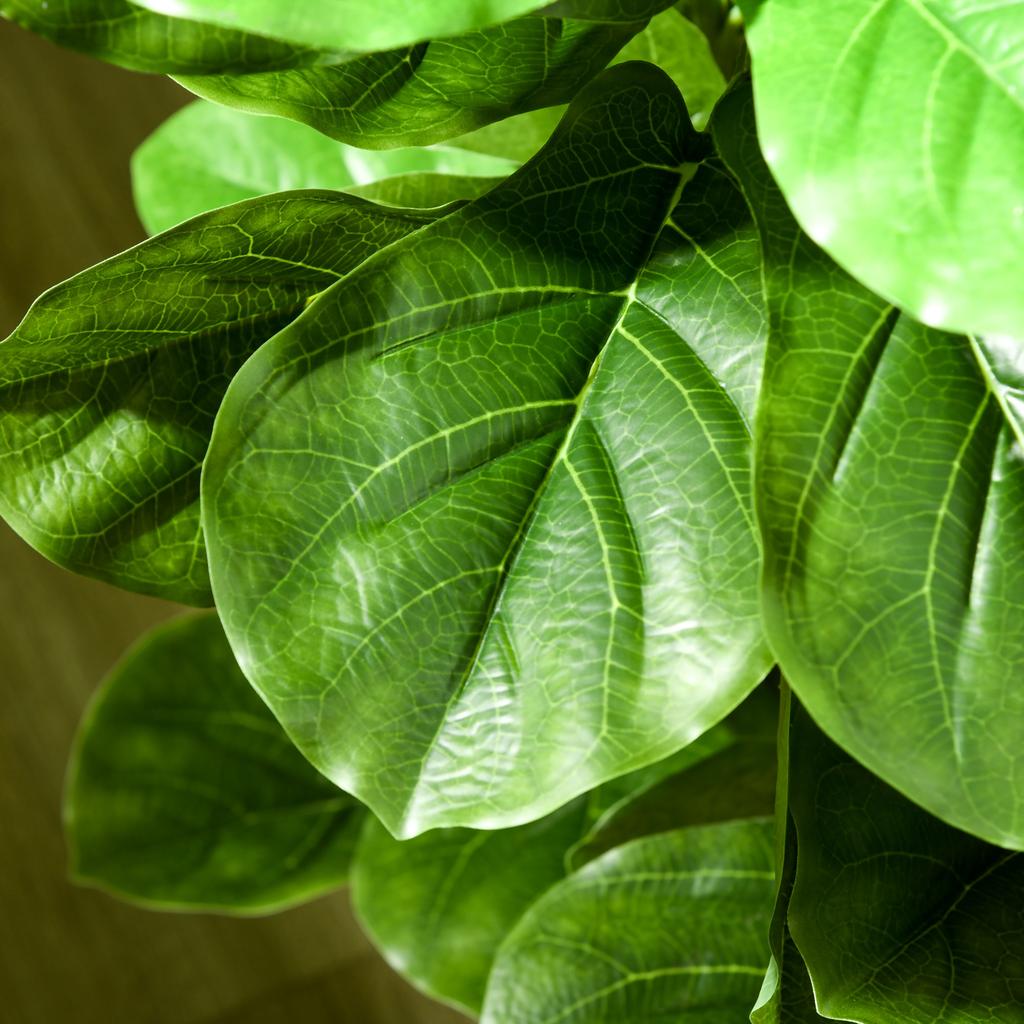 Set of 2 Artificial Plants Artificial Leaf Fig Trees Artificial Tree with Pot Included Height 110 cm Green