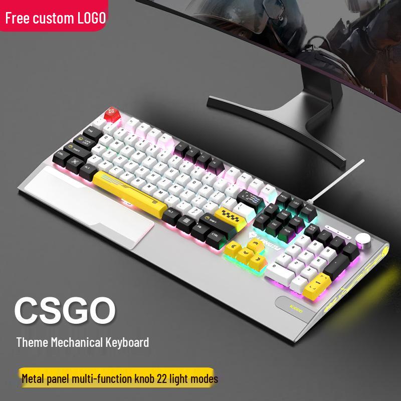 Механическая игровая клавиатура Langtu K1000 RGB, 104 клавиши, с горячей заменой переключателей (Синий/Черный/Коричневый/Красный), USB-проводная с подставкой для запястий