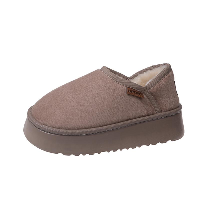 Зимние женские утолщенные ботинки-дутики на платформе, с бархатной отделкой снаружи для тепла, с откидным задником и двумя комнатными хлопковыми тапочками для ходьбы