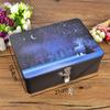 Vintage Tinplate Box with Lock Key Metal Box Durable Makeup Box