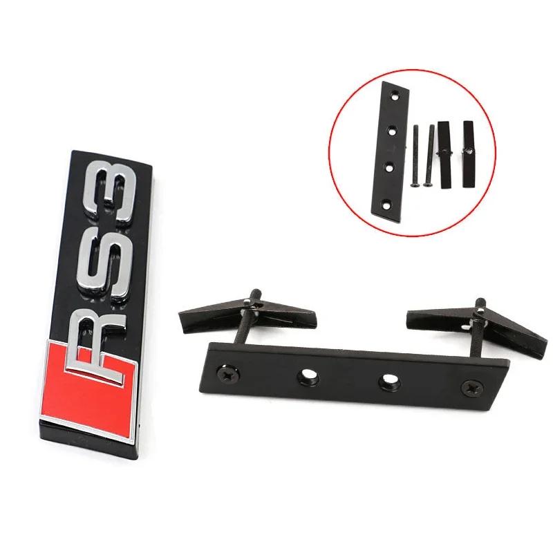 ABS Car Styling Front Grille Emblem Badge for S SQ3 SQ5 SQ7 SQ8 RSQ3 RSQ5 RSQ7 TTS TTRS Black Logo Auto Retrofit Accessories