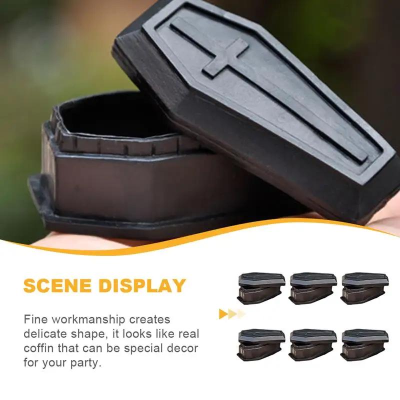 6/10 шт. Коробка-гроб с крышками Хэллоуинские украшения Мини черная коробка-гроб Коробка для угощений конфет в виде гроба Хэллоуинская коробка-гроб для вечеринки