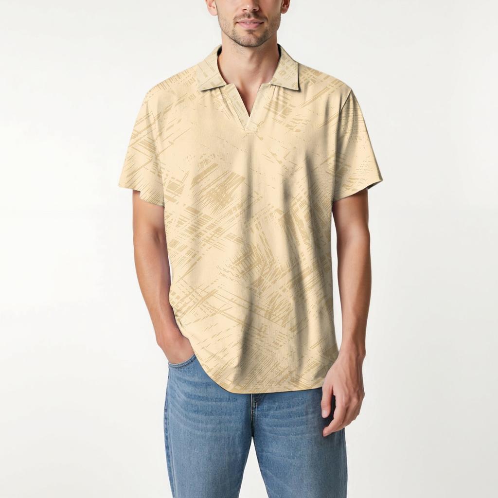 Мужская модная футболка для гольфа с коротким рукавом и V-образным вырезом