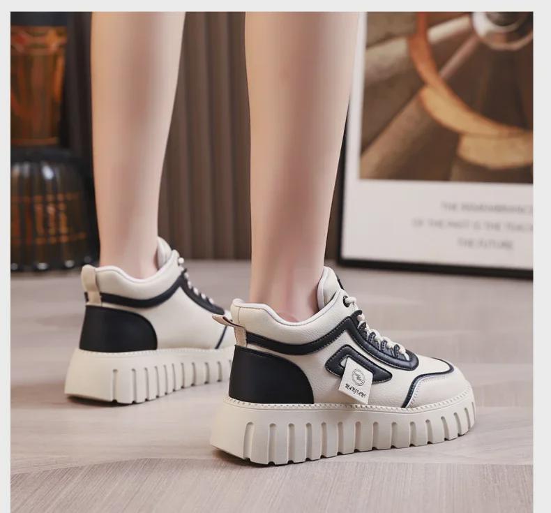 Женские повседневные туфли Dad с высоким берцем и толстой подошвой — осень 2025 г., корейский стиль XQ291.