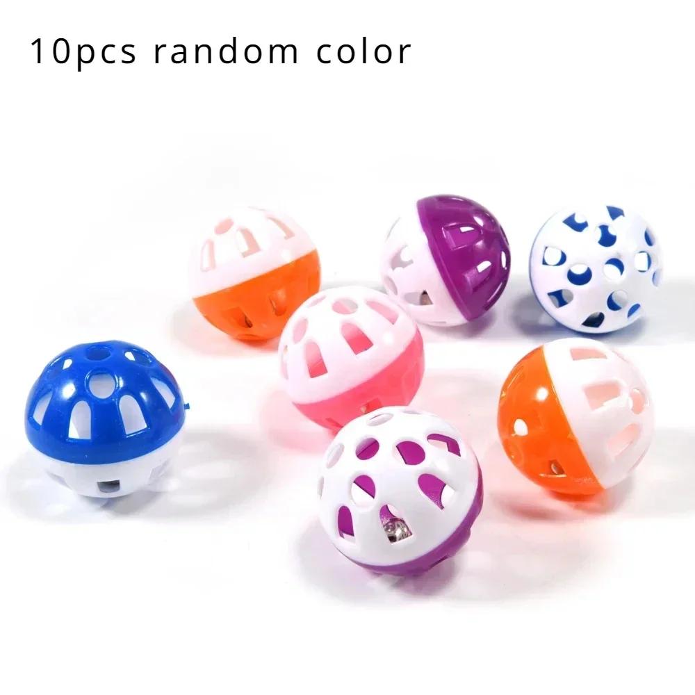 10pc Pet Cat Toys Colored Hollow Bell Balls Small Pet Cat Parrot Chewing Cage Fun Toys Pet Supplies New Toys Interactive