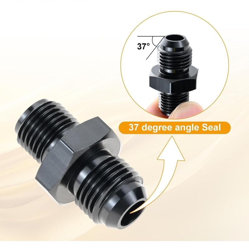 2Pcs 6AN Male To 1/2-20 5/8-18 11/16-18 Inverted Flare Thread Fuel Fittings Adapter Connector Aluminum Straight Anodized Surface