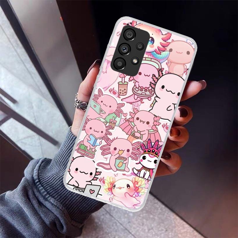 Cute Axolotl Kawaii Phone Case For Samsung Galaxy A12 A52S A42 A32 A22 A51 A50 Note 20 Ultra 10 S10 Plus A71 A70 A31 A30 A10S Ga