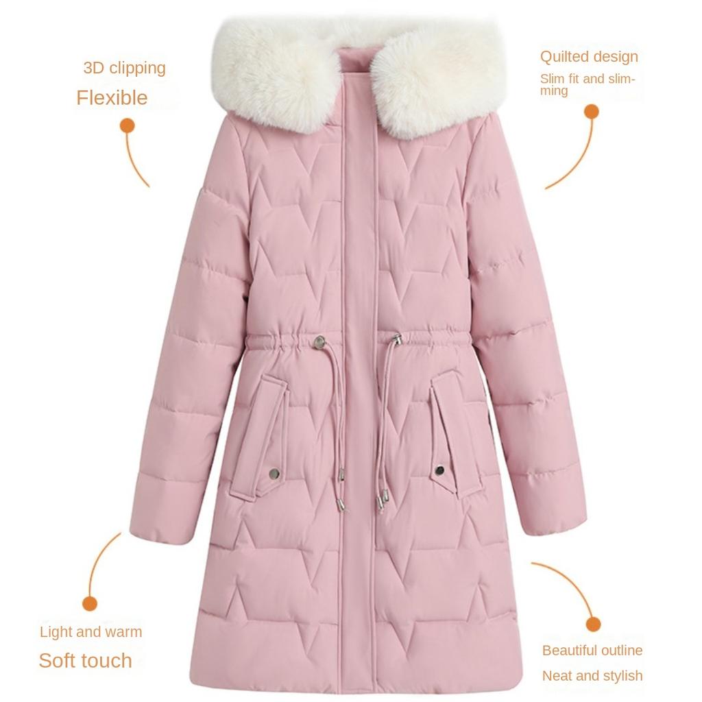 Новый зимний женский пуховик, средней длины, утолщенный, теплый, с тонкой талией, куртка на хлопковой подкладке