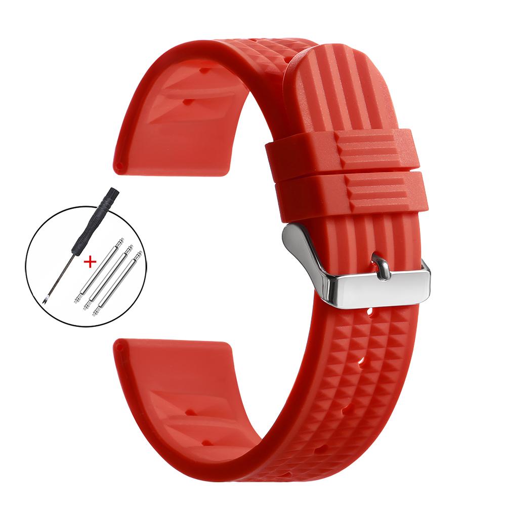 Premium Rubber Waffle Strap Universal Replacement 20mm 22mm Soft Silicone Watchband Men's Sport Diver Wristband for Seiko SKX007