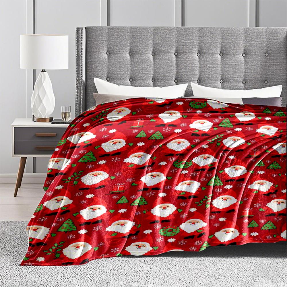 Santa Claus Christmas Pattern Flannel blanket for bedroom, living room, sofa, and nap