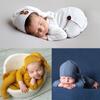 Newborn Cross-Border Houndstooth Knit Long Tail Hat & Jumpsuit Set