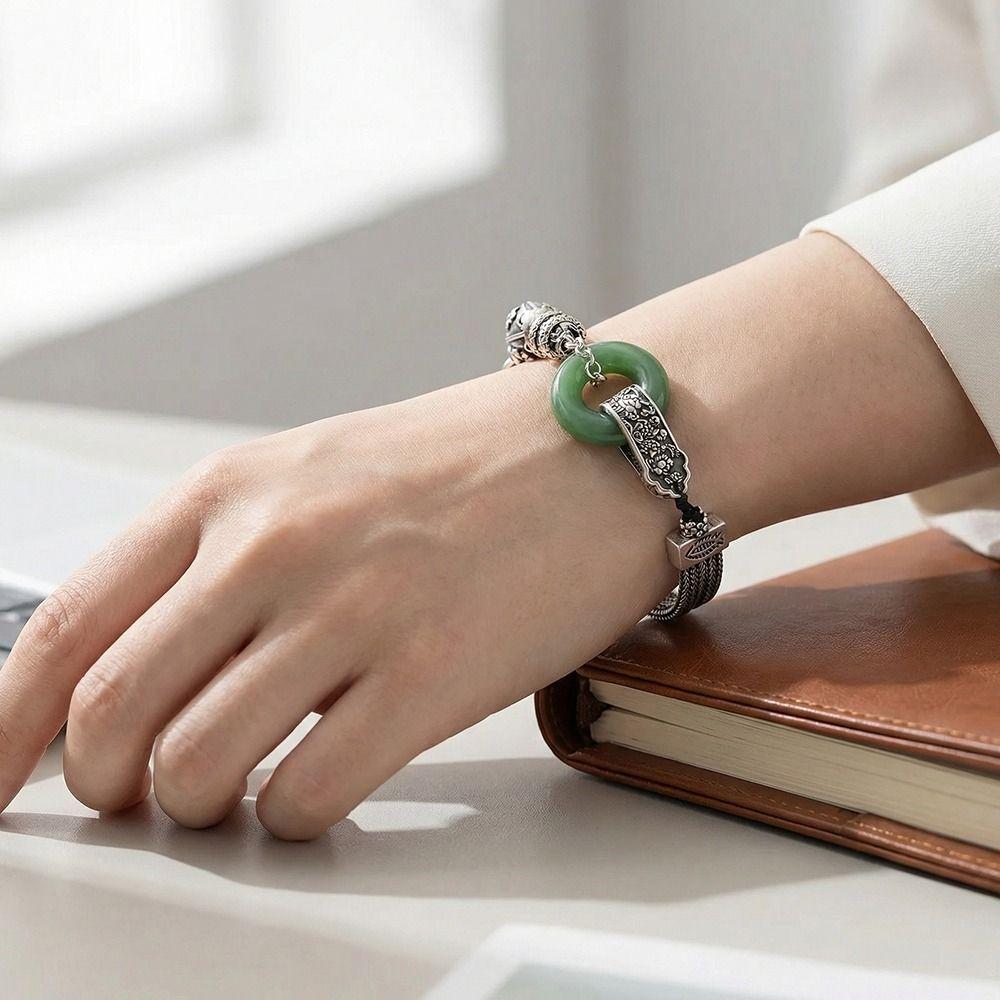 Vintage Bead Round Charm Bracelets Aesthetic Green  Bangle  Auspicious Occasions