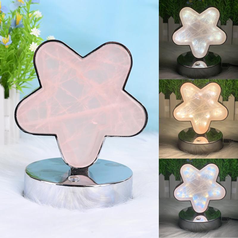 Natural Crystal LED Lamp Multi Shape Heart Moon Star Butterfly USB Night Light for Gift