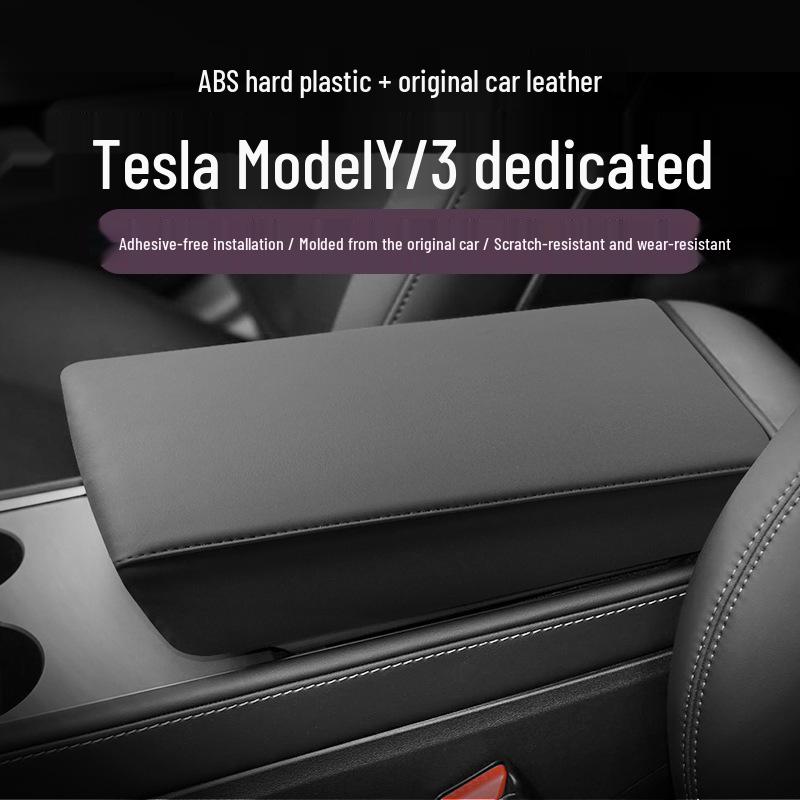 Чехол на подлокотник Tesla Model Y/3: Защитный чехол из натуральной кожи, устойчивый к царапинам.