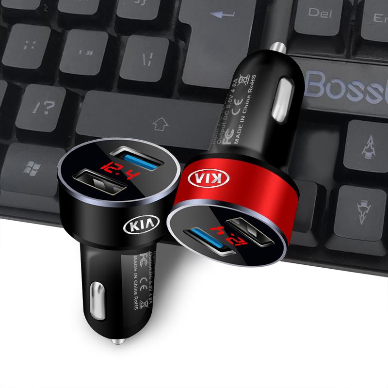 1 шт. Модное автомобильное зарядное устройство 2025 2 USB-порта Быстрая зарядка Цифровой дисплей Автоаксессуары Для KIA Cerato Sportage R K2 K3 K5 Sorento Sportage R Rio Soul