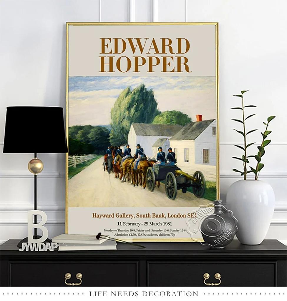 Плакат выставки Эдварда Хоппера, Художественные репродукции «Утреннее солнце», Настенная картина «Ночные ястребы», Настенное искусство с пейзажем из современной американской жизни без рамки