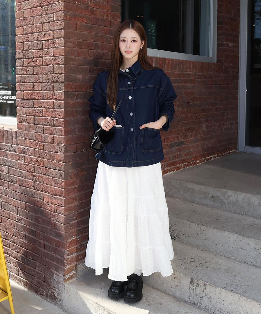 Sellebsyabedisyeon 26Ss 100% Хлопок Вышитая Многоярусная Юбка