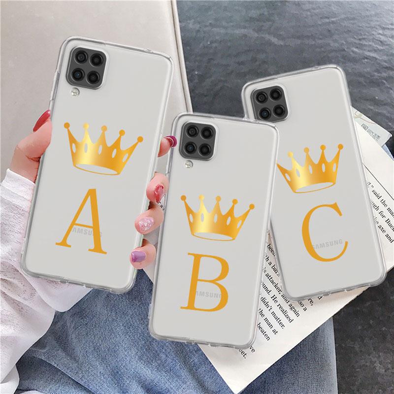Чехол для Samsung Galaxy A52 A12 A51 A71 A32 A21s A22 A53 A23 A13 A03 A02 A41 A33 A11 A72 A73 Phone Cove Crown Letters ABC