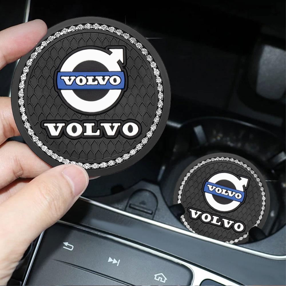 2PCS Car Coasters Rubber Water Cup Bottle Holder Anti-slip Pad For Volvo S40 S80L S60 S90 S70 XC40 XC90 XC60 V40 V60 V90 V70