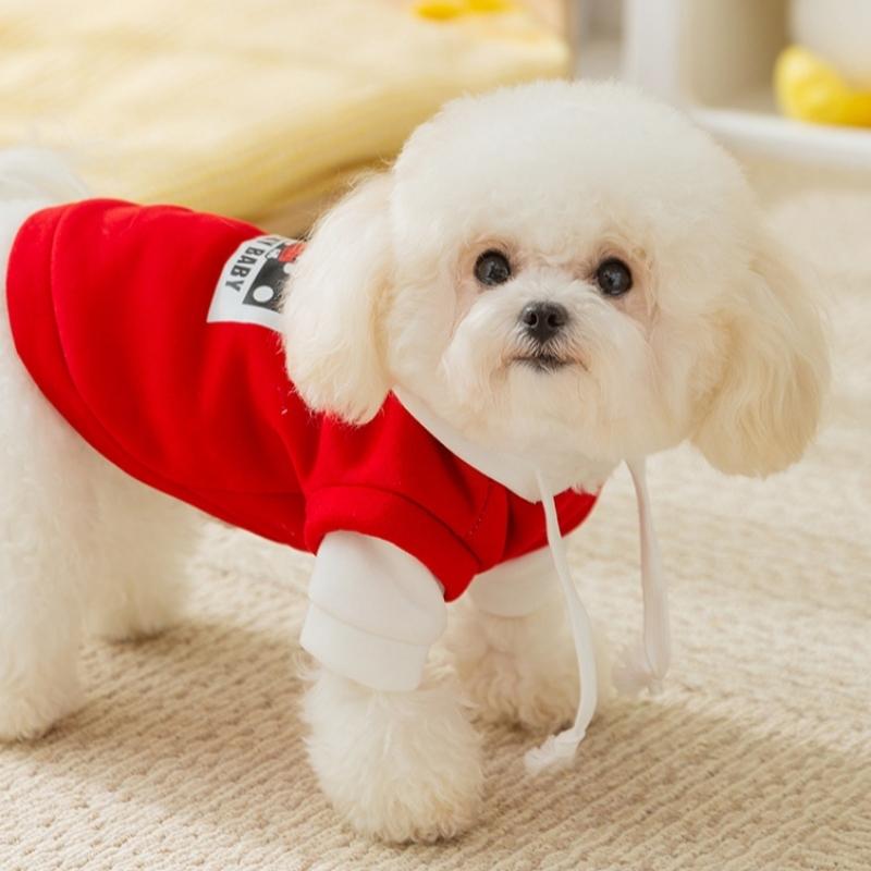 Hooded Pet Sweater Warm Thermal Cotton Two Legs Outfit Winter Dog Cat Clothes Comfortable Pet Hoodie Leash Hole Soft Pet Jacket