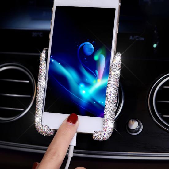 Мини-гибкий стабильный блестящий горный хрусталь автомобильный держатель для телефона с вентиляционным отверстием подставка