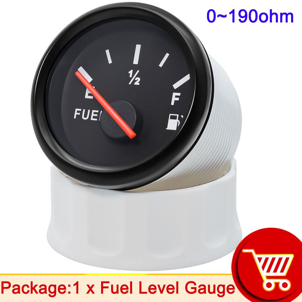 52mm Fuel Level Gauge with Red Backlight for 0~190 Ohm 240~33ohm Fuel Level Sensor Universal Boat Car Truck RV Instruments