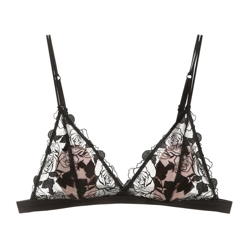 Новое французское бюстье с треугольными чашками, удобное бесшовное нижнее белье, кружевной бюстгальтер с вышивкой «розы», тонкий хлопковый сексуальный бюстгальтер