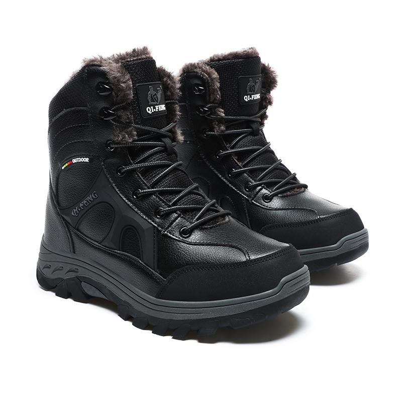 Thick Plush Lined Mens Winter Snow Boots Thick Platform Warm Non Slip Outdoor Waterproof Ankle Boots for Cold Weather Walking