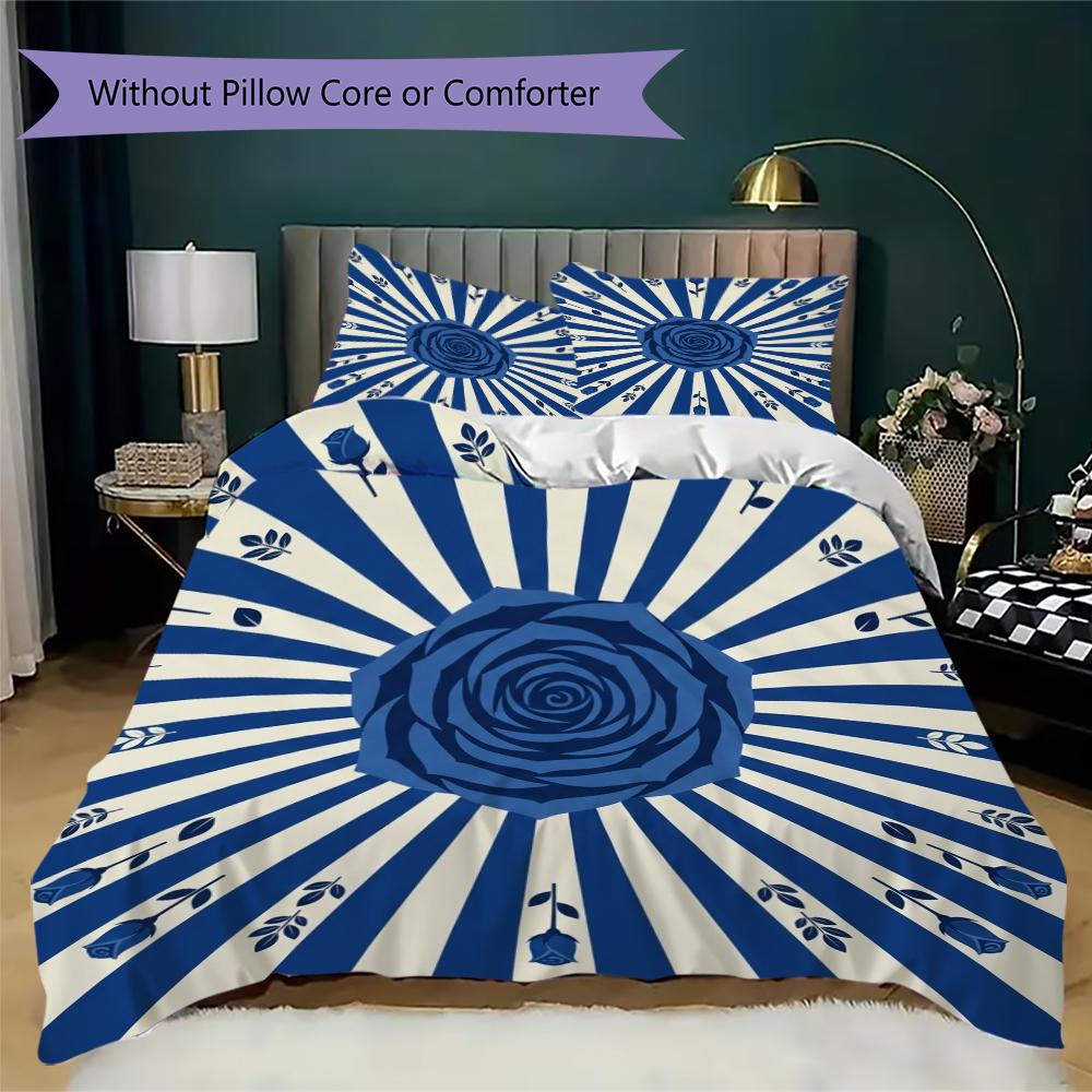 Rose Pattern Bedding uilt Set uilt Cover Pillowcase Home Decoration Birthday Gift (1 * duvet cover + 2 * pillowcase  without core)54