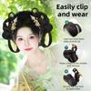 2Pcs Black Chinese Double Chignon Headdress Integrated Hair bun  For Women