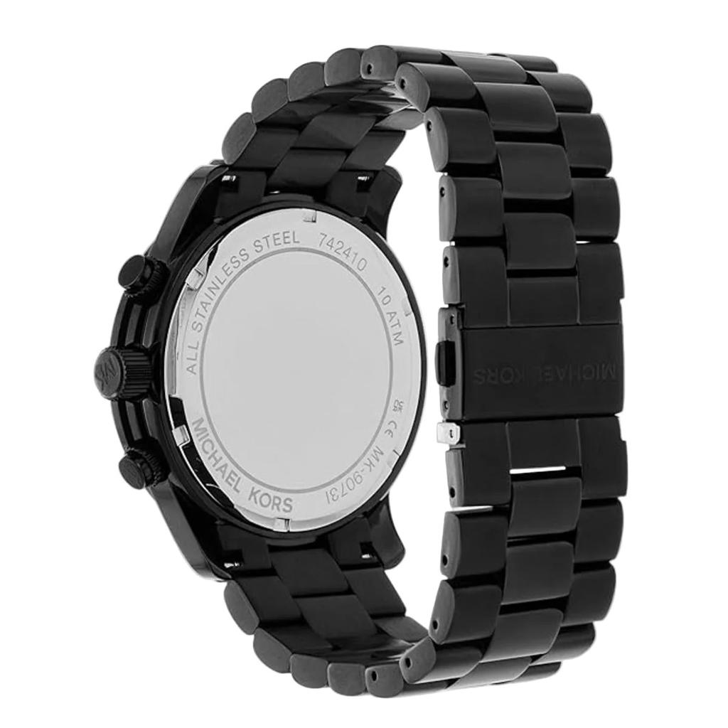 MICHAEL KORS Runway Men's Quartz Chronograph Watch Black Dial Black-tone stainless steel Strap 45mm MK9073