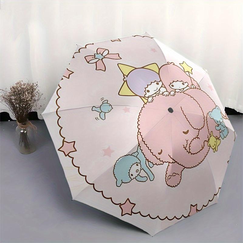 Little Twin Stars, Sanrio Characters Automatic opening and closing folding umbrella with 8-rib frame and compact travel design, perfect for