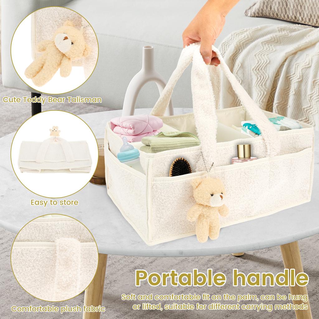 Baby Diaper Caddy Large Organizer Tote Bag for Baby Essentials Boy or Girl Baby Shower Basket Nursery Must Haves Newborn Caddie