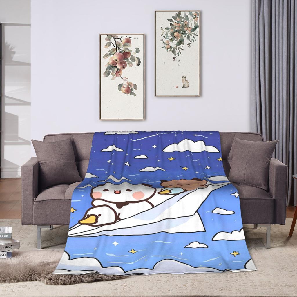 Soft BlanketGirls Boys Camping Bubu Dudu Flying Throw Blanket Flannel Bedspread For Couch Chair Sofa Bed Fashion Sofa Bed Cover