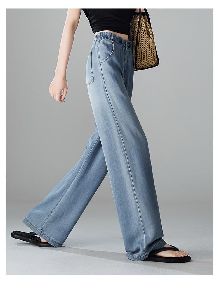 Thin elastic waist wide leg pants for women in summer 2025, fashionable, loose and versatile, slimming and floor hugging pants