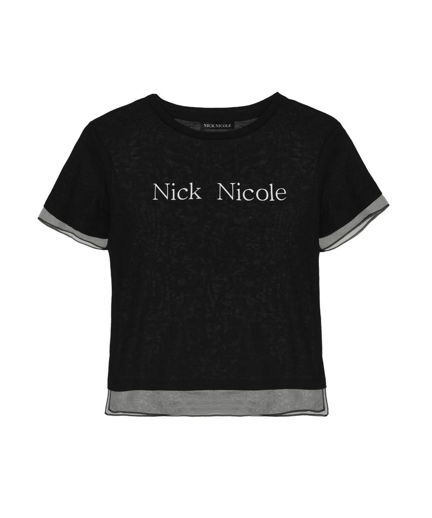 Nigaennikol Nicole Прозрачный многослойный топ с логотипом_Черный