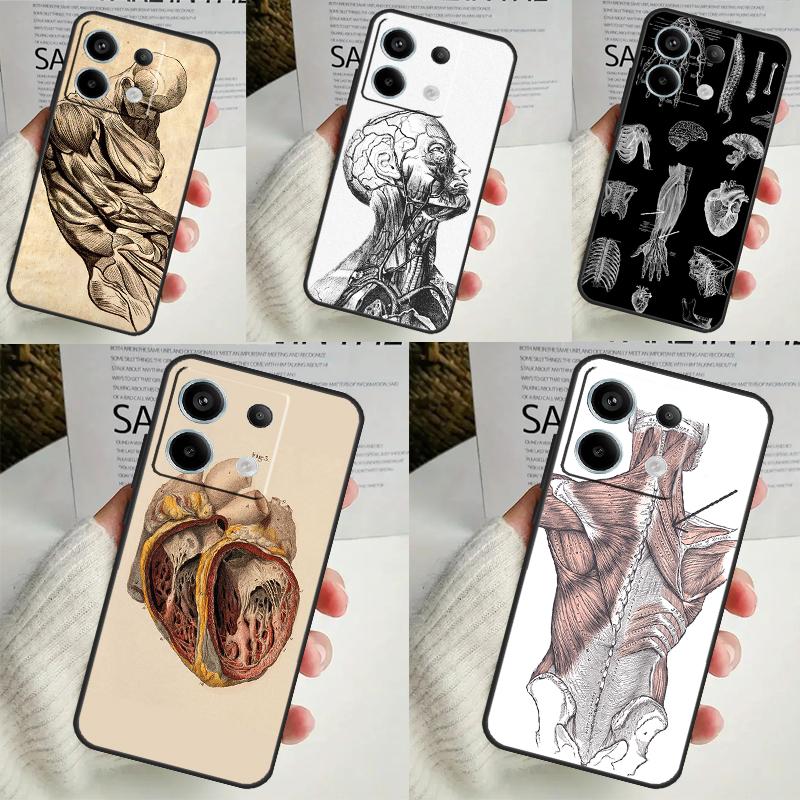 Human Anatomy Case For Xiaomi Redmi Note 12 11 10 9 8 13 Pro Plus 12S 11S 10S 9S 10A 9C 10C 12C 13C Cover